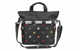 KLICKfix Bikebasket Oval S mit KLICKfix Kupplung für Lenker Adapter - dots